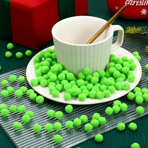 SEPGLITTER 1000 Pcs Mini Christmas Light Green Pom Poms Balls for Crafts | 1cm Mini Size, Green Puff Balls, DIY Crafts Making, Handmade Projects, Christmas St. Patricks Party Supplies Decorations - style: Green Style