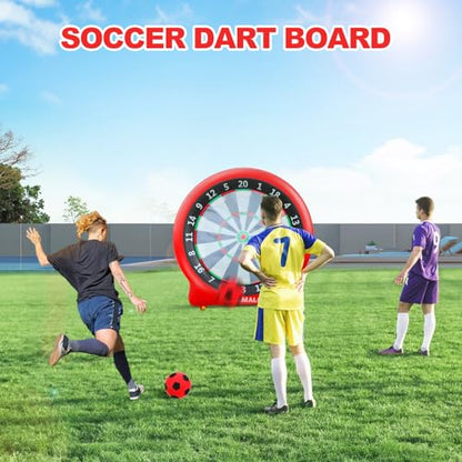 Giant Dart Board Inflatable with Pump, Outdoor and Indoor Soccer Sport Kick Dartboard for Kids and Adults, Waterproof Darts Board Yard Game with 20 Golf Balls, 4 Sticky Balls, 2 Soccers - style: Spirited