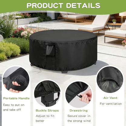 Patio Furniture Covers Round, 36 Inch Outdoor Dinner Table Cover Waterproof, Round Patio Coffee Table Cover for All Weather Resistant - 36 x 18 Inch - size: 36" DIA x 18" H