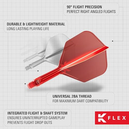 Target Darts K Flex Integrated Dart Flight and Shaft, No.6 | 3-Pack K-Flex - No. 6, Kflex Precision-Molded 2-in-1 Dart Flights and Dart Shaft | Professional Dart Accessories - color: Red, size: Intermediate (26mm)