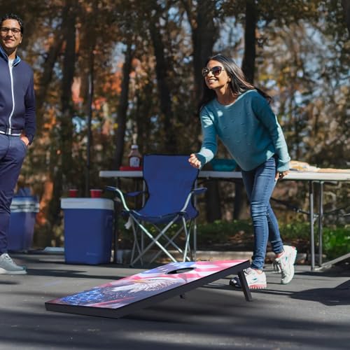 VEVOR Cornhole Set 4x2 ft Corn Hole Game Boards Wood Portable Toss Board - size: 3x2 ft America