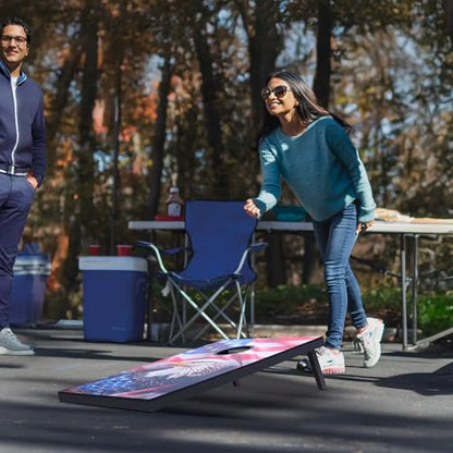 VEVOR Cornhole Set 4x2 ft Corn Hole Game Boards Wood Portable Toss Board - size: 3x2 ft America