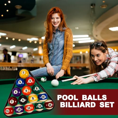 Liliful Pool Table Accessories Billiards Accessories Billiard Pool Balls with Triangle and Diamond Ball Holder Cue Chalks Pool Cue Tip Pool Sticks Pool Table Brush Set (Classic Style)