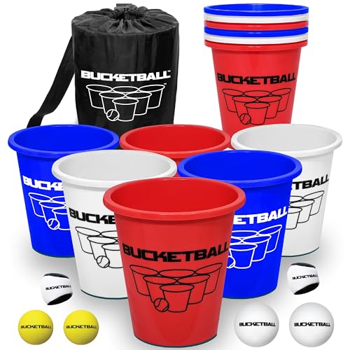 BucketBall | Original, Largest & Most Durable Brand | Supports USA Jobs | Ultimate Outdoor & Tailgate Game | Perfect for Beach, Pool, Lawn, Yard, Camping - color: U.s.a. Edition, style: Combo Pack
