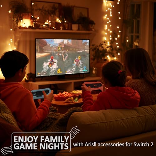 Accessories for Switch 2 - Family Bundle for Nintendo Switch 2,Carry Case,Portable Joy Con Charger,4 Pack Steering Wheels and Hand Grips,Dockable Case Kit,Stand and More