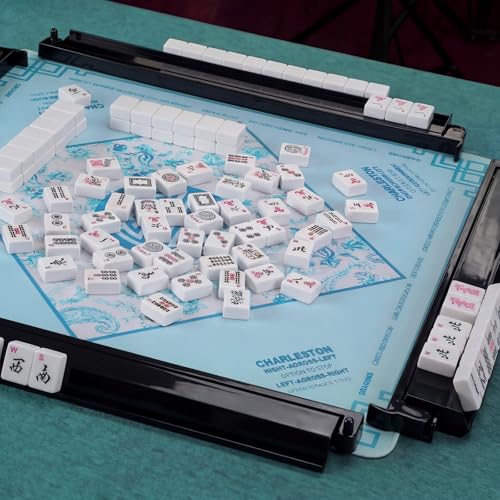 4 Pcs 18.7 Inch Dark Black Acrylic Mahjong Tile Racks with Pushers for Game Night American Mahjong Racks Tile Set for Mah Jong Lovers and Beginners - color: Dark Black