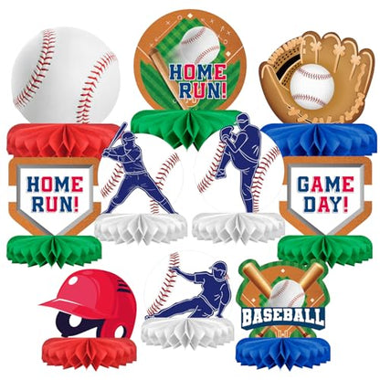 Baseball Party Supplies:Baseball-Themed Honeycomb Centerpiece for Baseball Birthday & Gameday Celebrations - Essential Decorations & Favors - style: Baseball