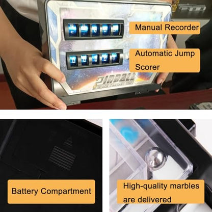 Desktop Pinball Machine Kit, Desktop Ball Shooting Toy for Home, Mini Pinball Game for Friends Boys Girls, Arcade Electronic Pinball Shooting Toy