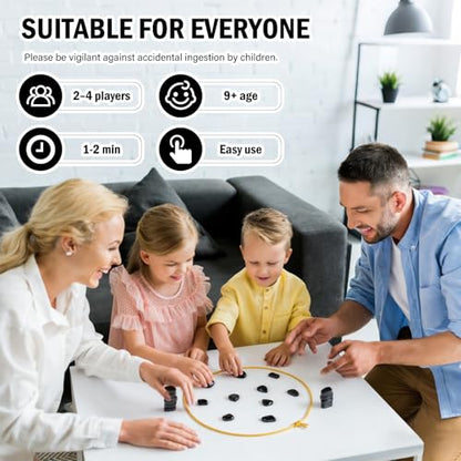Magnetic Chess Game with String & Stones, Magnet Game for Family, Party, Travel & Camping, Puzzle Strategy Games, Great Gift for Kids & Adults -20PCS Magnetic Stones with Travel Bag