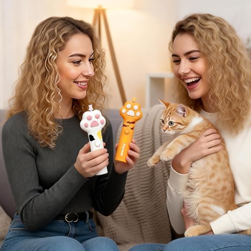 Cat & Small Dog Disc Launcher Toy, Rechargeable Flying Spinner Fetch Interactive Pet Toy with LED Lights, Adjustable Launch Control for Indoor Outdoor Play (Yellow) - color: Fly-Yellow