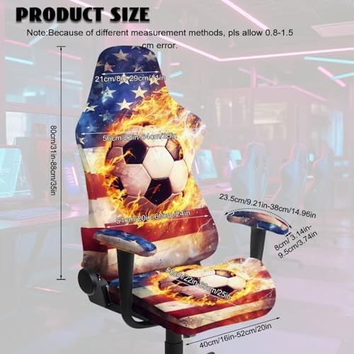 USA Flag Soccer Stretch Gaming Chair Cover Non Slip Breathable Polyester Office Computer Chair Seat Cover with Armrest Covers Slipcover Protector Furniture for Office Rotating Armchair 4Pcs - color: American Flag Soccer