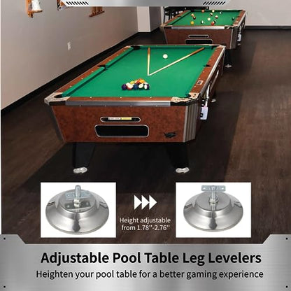 Billiard Table Leg Levelers, 4 Pcs Pool Table Leg Leveling Risers 5’’D with Adjustable Height, Robust Metal Table Leveling Feet for Billiard Tables, Ping-Pong Tables, Soccer Tables