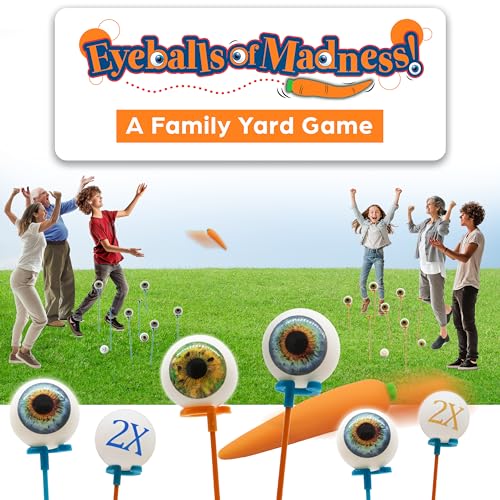 Eyeballs of Madness: Like Horseshoes with Strategy…and a Fleshy Carrot | 2-6 Players | Compare to Yard Games and Outdoor Games Like Cornhole, Lawn Darts, Bean Bag Toss | Use Agility and Brains to Win!