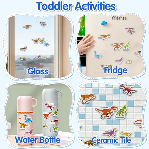 2 Sets Reusable Sticker Book for Kids, Puffy Jelly Stickers for Toddlers, Travel Essentials Craft Activities Toys for Boys Birthday Gifts - Dinosaur & Vehicles - color: 2 Sets - Dinosaur/Vehicles