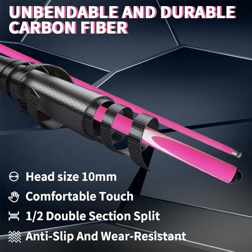 Carbon Fiber Pool Cue Stick 9.5mm Low Deflection Billiard Cue Stick Professional Snooker Cue for Home Bars Pool Halls, Pink1 - color: Pink1
