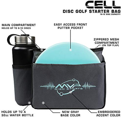 MVP Disc Sports Cell Disc Golf Starter Bag (Choose Your Favorite Color) - color: Gray/Aqua