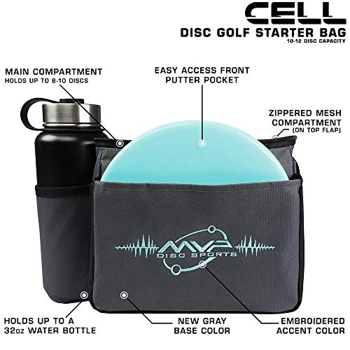MVP Disc Sports Cell Disc Golf Starter Bag (Choose Your Favorite Color) - color: Gray/Aqua