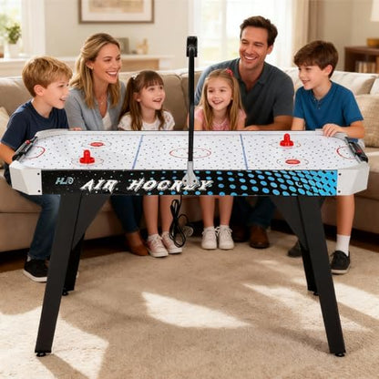 54" Air Hockey Table - Arcade Hockey Table Gaming Set w/LED Electronic Scoring & Lights, 2 Pucks, 2 Pushers, Powerful 12V Motor, Air Hockey Game Table for Kids Adults, Game Room, Home, Office