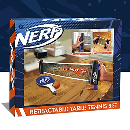 NERF 7-Piece Retractable Tabletop Tennis Game Set, Play Almost Anywhere with Expandable Net, 2 Paddles and 3 Balls, Includes Convenient Portable Drawstring Bag, Birthday & Father’s Day Gift
