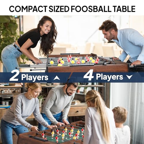 PEXMOR 48" Foldable Foosball Table Adult Size, Soccer Game Table for Kids & Adults, Folding Foosball Tables for Game Room, Home, Arcade w/Rolling Wheels & 2 Balls