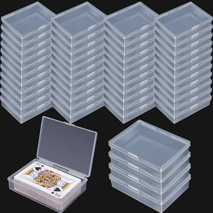 48 Pack Playing Card Cases Bulk, Clear Plastic Deck Box with Snap Closure, Empty Plastic Boxes Gaming Card Holder, Playing Deck Box for Poker Gaming Business Cards, 3.7x2.7x0.9 In(No Cards)