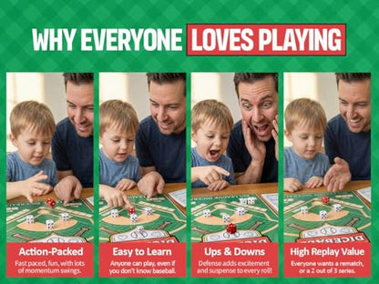 The Action-Packed Baseball Board Game with Both Offensive & Defensive Play, Easy to Learn for Kids and Adults, Great Gift Idea