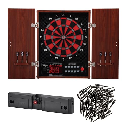 Viper Neptune Electronic Dartboard, Throw Line Light, and Viper 2BA Tufflex Tips III- Black 50ct. Box