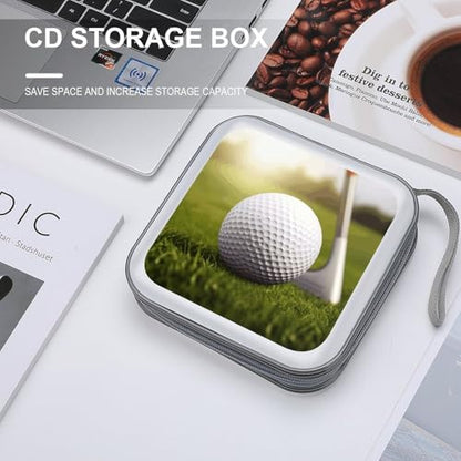 Sport Golf Ball CD Case with Zipper 40 Capacity DVD Case Holder Hard Plastic DVD Disc Storage Box Portable Disc Storage Organizer CD Wallet Bag Media Disc Wallet for Car Home