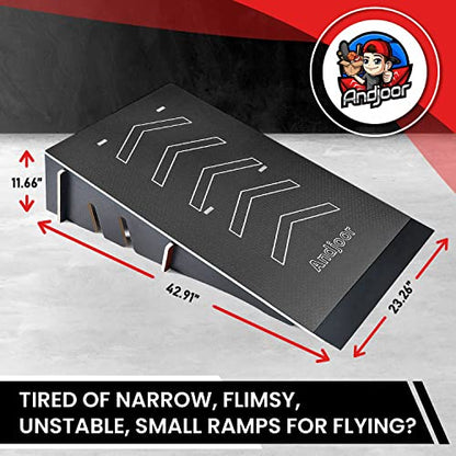 Kids Jumping Ramp for Skateboard, Bike, Scooter, BMX, RC Car and Dirt Bike, 42.91 in, Black - color: Black, size: L300