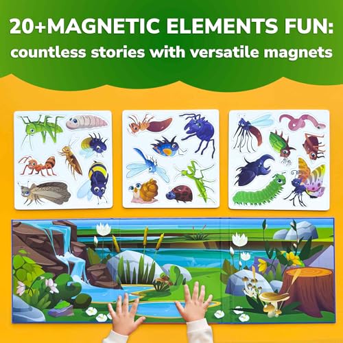 Quokka Travel Magnetic Puzzles for Toddlers 1-3 – 20+Pcs Bugs Game with Extra-Long Play Book – Fun Travel Game Toy for Kids Ages 3-5 – Strong Magnets for Car Activities – Fun Toddler Puzzle Ages 2-4 - color: 05. Blue