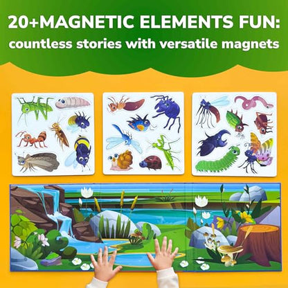 Quokka Travel Magnetic Puzzles for Toddlers 1-3 – 20+Pcs Bugs Game with Extra-Long Play Book – Fun Travel Game Toy for Kids Ages 3-5 – Strong Magnets for Car Activities – Fun Toddler Puzzle Ages 2-4 - color: 05. Blue