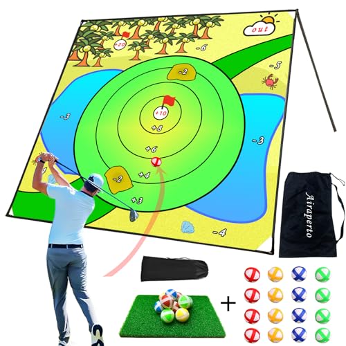 Battle Golf Chipping Game, 80”x80” Large Chipping Mat,Play Outdoor Sticky Golf for Adults,Unique Multiplayer Indoor Outdoor Chipping Game,Friends Family Yard Target Game