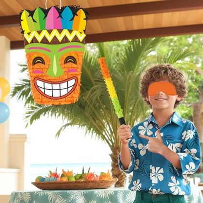 Wernnsai Tropical Hawaii Piata with Blindfold and Bat for Girls & Boys - Hawaiian Luau Themed Party Decoration - style: Aloha