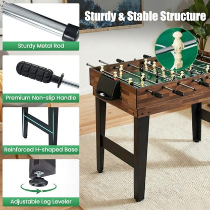 GYMAX Multi Game Table, 10 in 1 Combo Game Table w/Foosball Table, Hockey, Pool Table, Ping Pong, Shuffleboard, Bowling & 4 Board Games, Game Tables for Game Room, Home, Family - color: Wood Grain