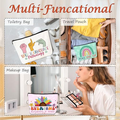 Speech Therapy Gifts for Women - 6Pcs Speech Therapist Makeup Bags, SLP Cosmetic Bag with Zipper, Speech Language Pathologist Thank You Appreciation Christmas Gradaution Birthday Gifts - color: 6pc slp
