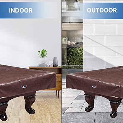 GSE Games & Sports Expert Billiard Table Covers, 7'/8'/9' Waterproof & Tearproof Heavy Duty Leatherette Pool Table Cover (Several Colors Available) - color: Brown - 9ft