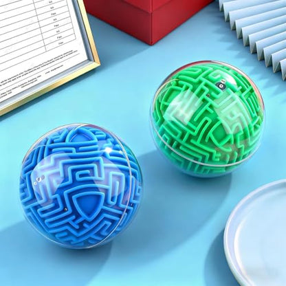 3D Puzzle Ball Maze Brain Teasers Games Puzzle Toy Gravity Memory Cube Educational Toys Gifts for Students Teens Adults,Blue and Green - color: Blue,green