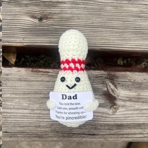 Bowling Accessories Crochet Gifts, Emotional Support Bowling Pin Office Desk Decor Decorations for Women Men (Dad) - style: Dad