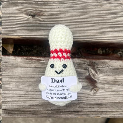 Bowling Accessories Crochet Gifts, Emotional Support Bowling Pin Office Desk Decor Decorations for Women Men (Dad) - style: Dad