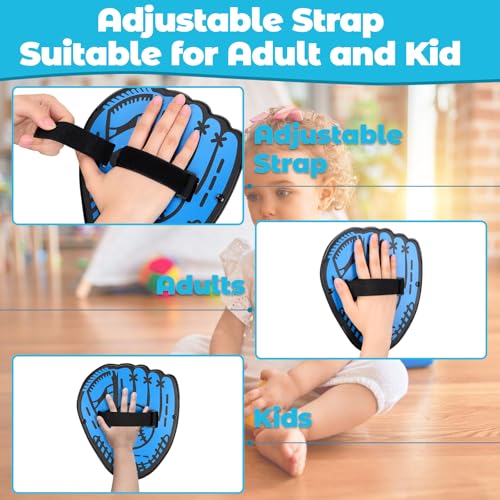 Toss and Catch Ball Set - 4 Glove Paddles & 4 Sticky Balls, Outdoor Velcro Ball and Catch Game for Lawn, Yard, Beach, and Park Play