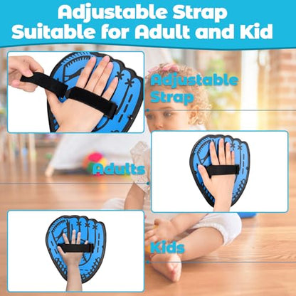 Toss and Catch Ball Set - 4 Glove Paddles & 4 Sticky Balls, Outdoor Velcro Ball and Catch Game for Lawn, Yard, Beach, and Park Play