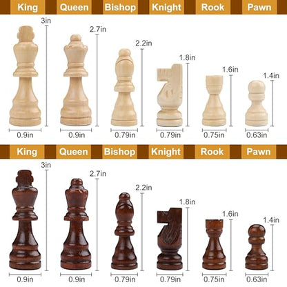 Gothink Chess Set Board Games for Adults, 15'' Handcrafted Wooden Game Board with 2 Extra Pawn Pieces & Storage Box Instructions, Folding Chess Game for Tournament Professional Beginner - Non-Magnetic - style: 15'' Non-Magnetic Chess Set