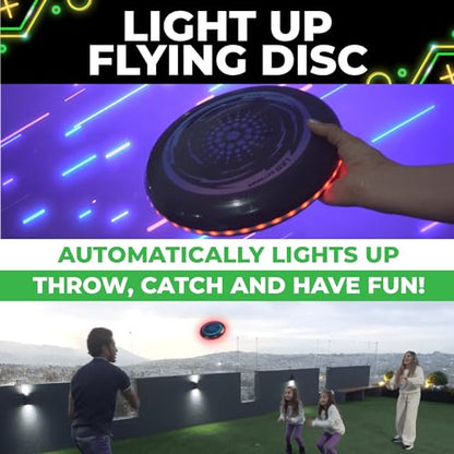 Toysery LED Light Up Fresbee - Glow in The Dark Fresbee for Kids and Adults, Flying Disc Adventure for Day and Night - Easy to Use Ideal for Camping Game - color: Red
