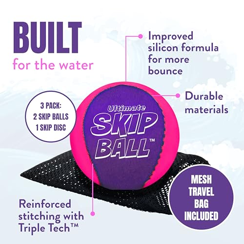 Activ Life The Ultimate Water Skip Balls, Water Bouncing Ball for Swimming Pool, Beach Toys for Friends, Family, Kids and Adults - style: Pink/Purple