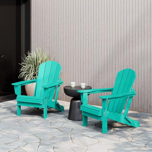 WestinTrends Malibu 2 Piece Set Outdoor Folding Poly Adirondack Chair, Turquoise - color: Turquoise, size: 2 Chair