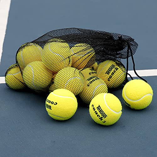 Teloon Pressure Training Tennis Balls-12 or 18 Count-Mesh Carry Bag，4 Colors Available，Pressureless Training Exercise Tennis Balls for Beginners. - color: Yellow-18pcs