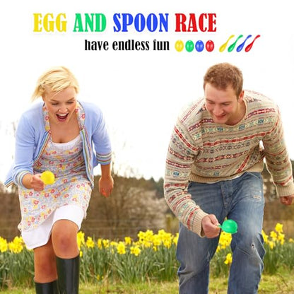 12 Pcs Summer Potato Sack Race Bags Outdoor Lawn Game with Egg and Spoon Running Game, 3 Legged Relay Race Band Carnival Play Outside Backyard Field Day Birthday Party Plays for Adult, Family, Company
