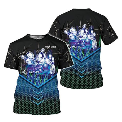 Rivelus Personalized Name Bowling Shirts for Men and Women 3D, Bowling Shirts for Team Bowling, Bowling Shirts Gift - color: Blm24
