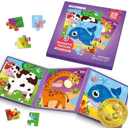 QUOKKA Magnetic Puzzles for Kids Ages 4-6 – 20 Pieces Sudoku Toddler Puzzles Ages 2-4 – Travel Games for Kids 3-5 – Animal Toddler Travel Toys – Car Airplane Road Trip Activities for Boys and Girls - style: 5. ANIMALS 20 PSC