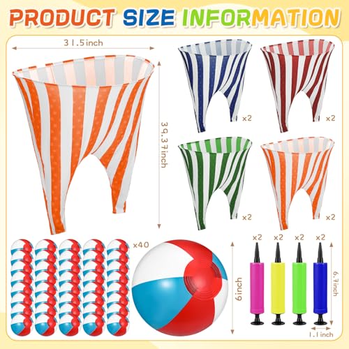 Ceenna 8 Sets Granny Pants Outdoor Game, Hilarious Inflatable Ball Relay Set Giant Pant Toss Set with Granny Giant Stretchy Pants, Balls and Pump, Team Relay Family Reunion Party Field Game Kit